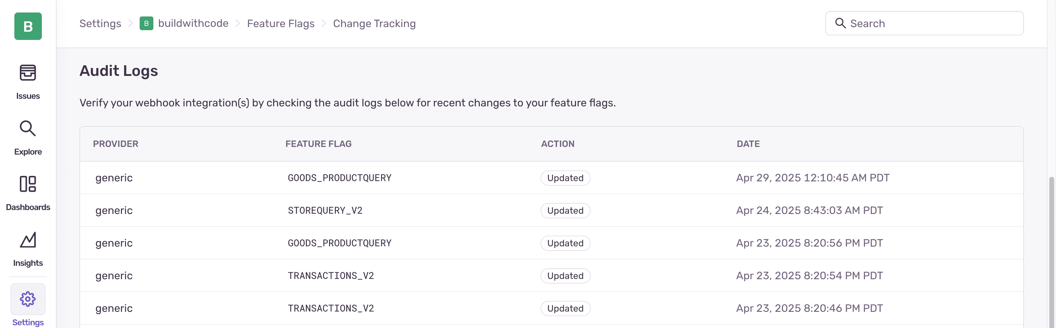 Flag Change Tracking
