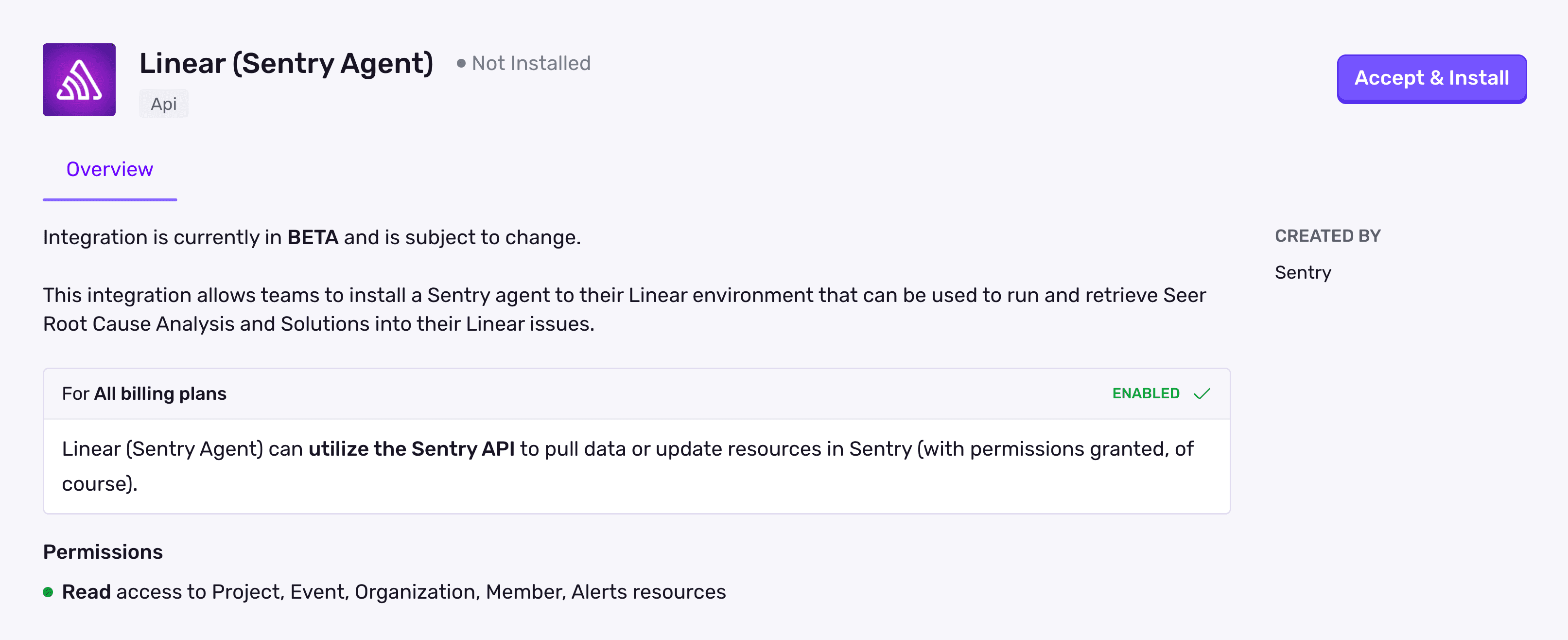 Install Sentry Agent for Linear