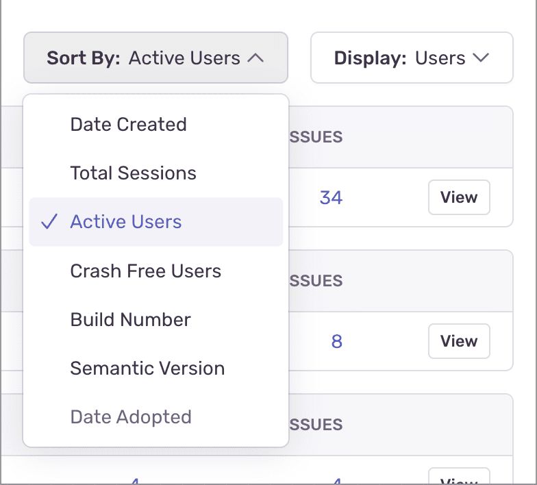 Sort By: Active Users dropdown